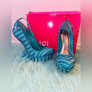 Turquoise rhinestones/ wedges